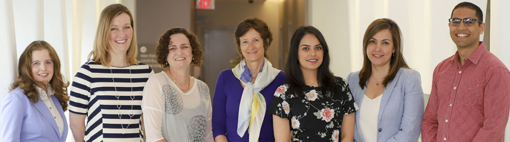 The Cardio-Rheumatology Clinic Team (from left to right): Shani Nagler (Clinic Assistant), Dr. Dana Jerome (Rheumatologist), Dr. Lihi Eder (Rheumatologist & Co-Director), Dr. Paula Harvey (Cardiologist & Co-Director), Saima Bhatti (Clinic Assistant), Dr. Shadi Akhtari (Cardiologist), Keith Colaco (PhD Student)