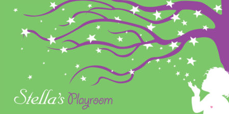 Stella’s Playroom logo with tree branches, stars and the outline of a child