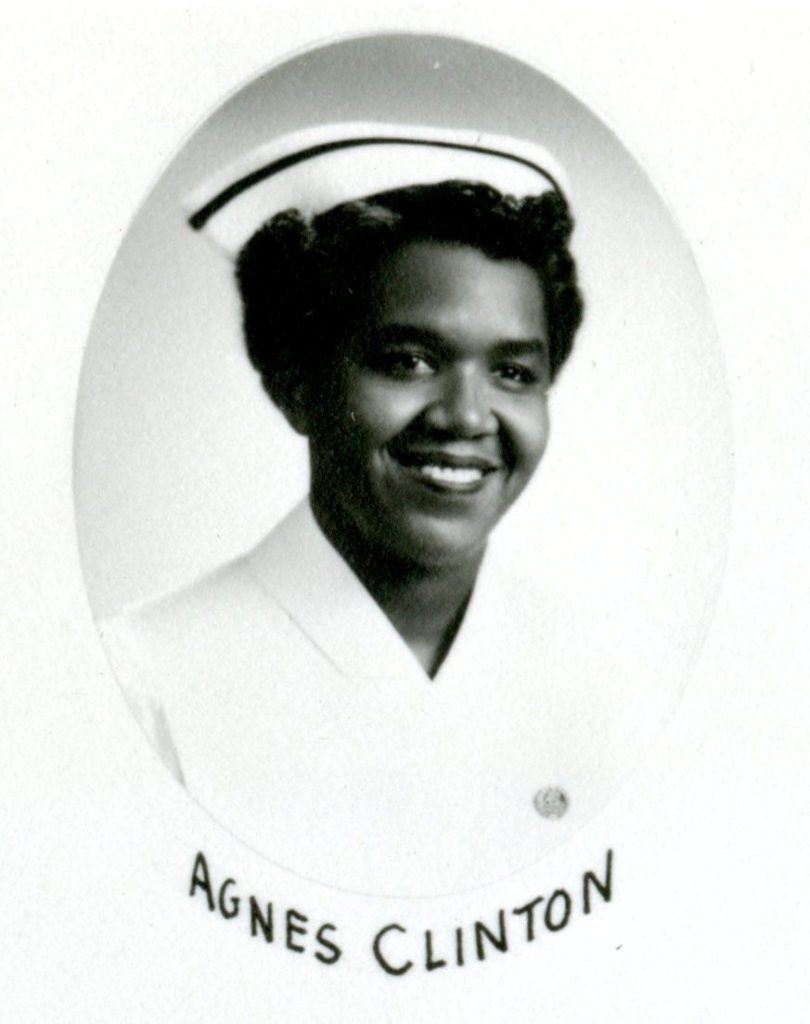 black and white photo of nurse Agnes Clinton from 1951