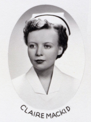 black and white photo of nurse Clair Mackid