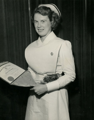 black and white photo of Nurse Frances Hamlin