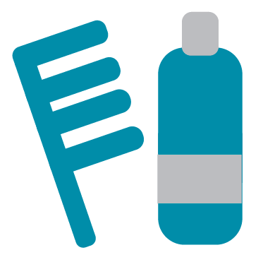 comb and shampoo bottle icon