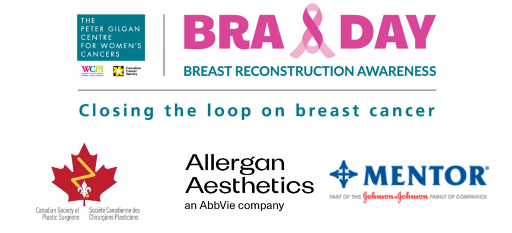 Four logos stacked in two lines. Top line is the BRA Day Logo; bottom line is Canadian Society of Plastic Surgeons, Allergan Aesthetics, and Mentor by J&J logos