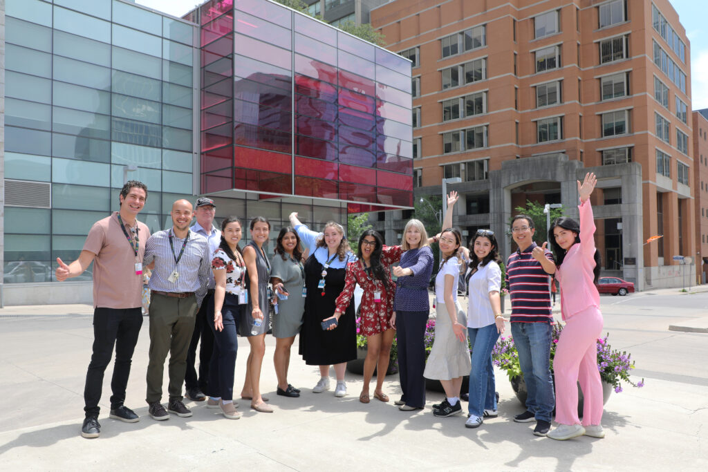 #TeamWCH posing in front of the iconic Pink Cube
